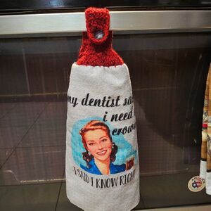 Crochet Topper Towel Handmade top attached to hand kitchen towel unique fun NEW